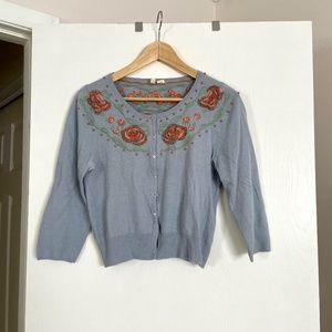 Anthropologie Moth Brand Cropped Beaded Cardigan, Large